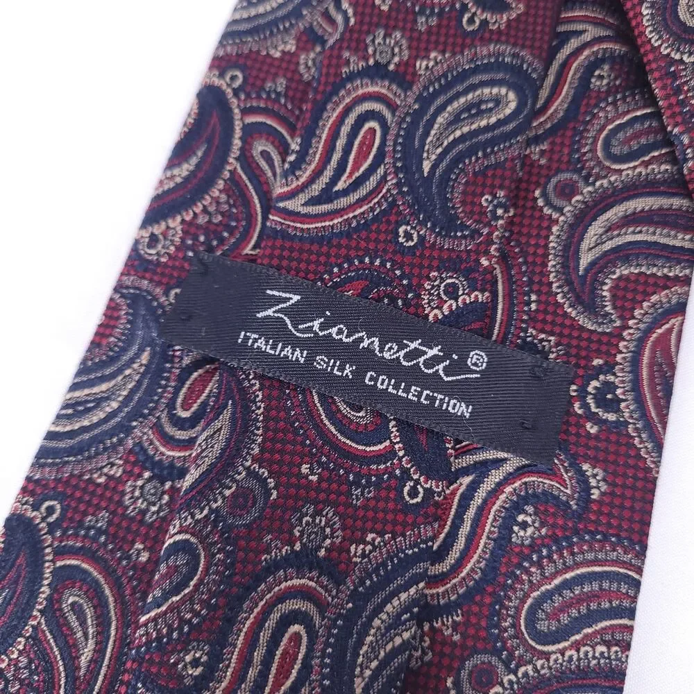 Zanetti Silk Tie Red Paisely AOP Italian Silk Collection